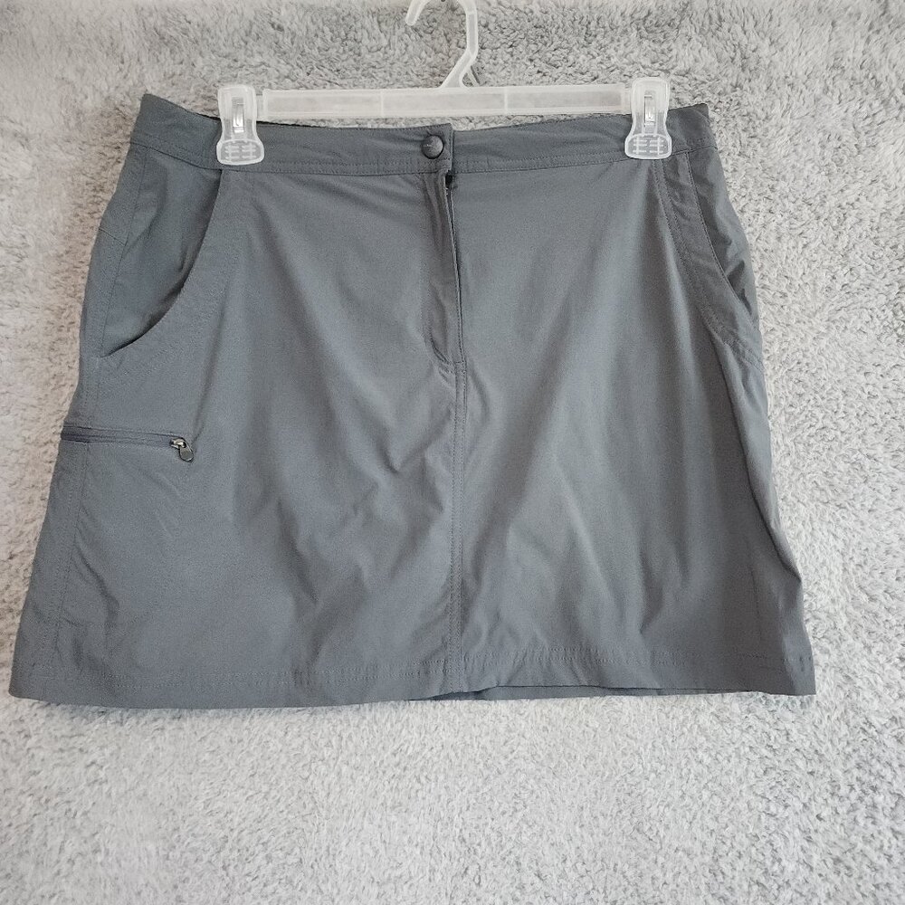 L.L. Bean Womens Skort Size 12 Gray Nylon Pockets Athletic 17" Length Adjustable